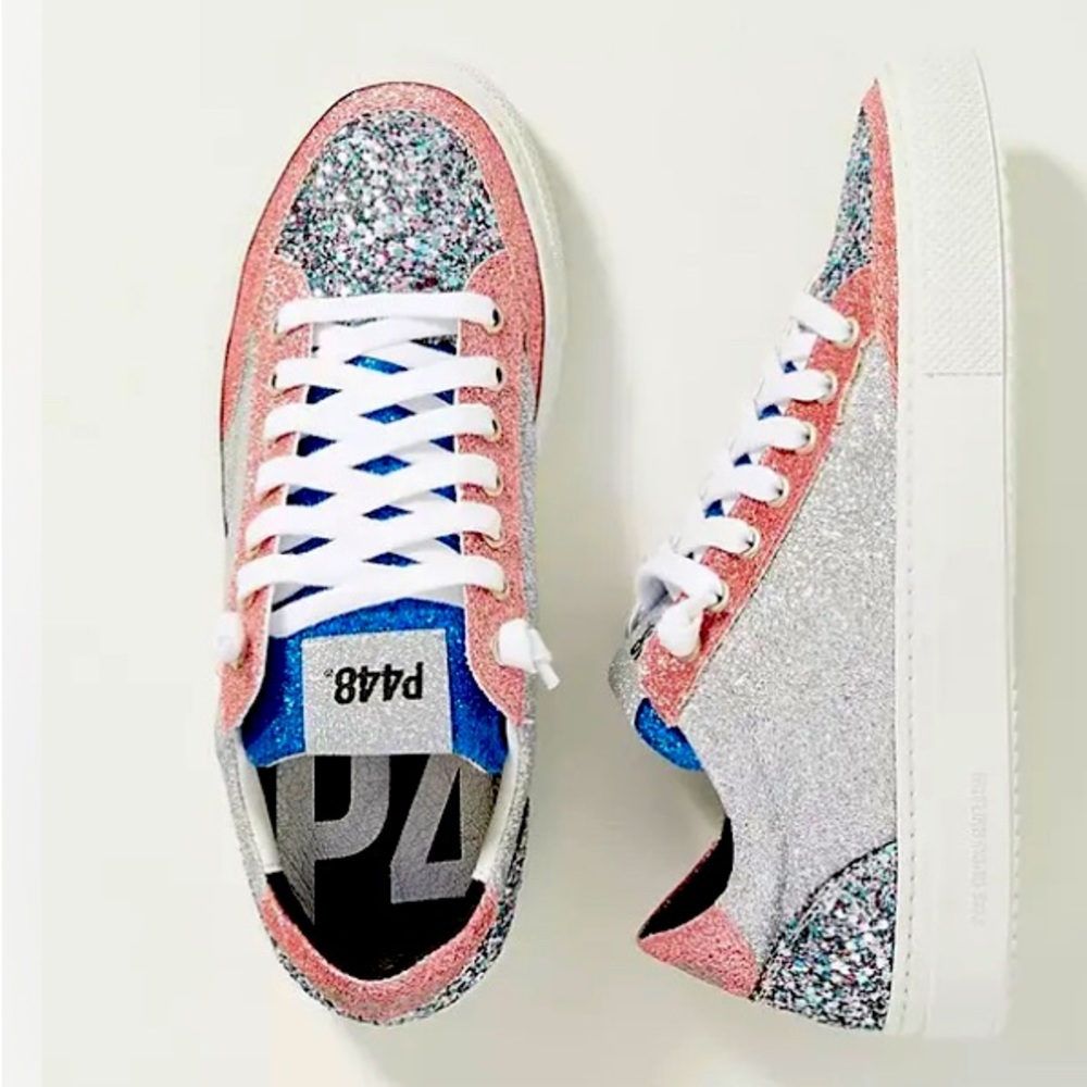 Womens size 39 P448 Soho glitter pink silver sneakers